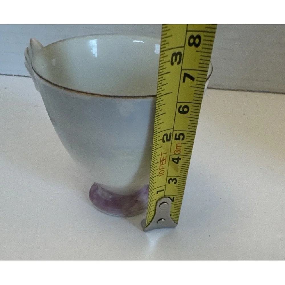 Vintage Ucagco Small Teacup & Saucer Set Sailboat Scene w Gold Trim Japan